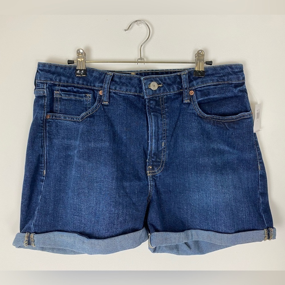 NWT Old Navy High Rise OG Straight Shorts, Women Size 14, Dark Wash, Cuffed